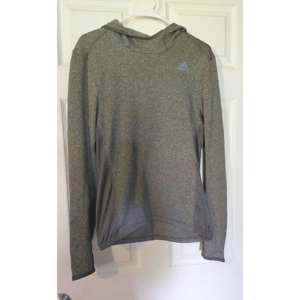 adidas Climalite Gray Fleece Pullover Hoodie Logo Men's Size S